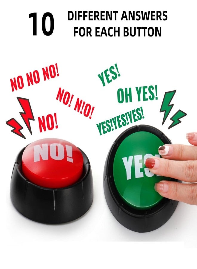Cididu Set of 4 Yes No Button with Sound, Game Answer Button for Trivia Games, Answer Buzzers for Game Show, Funny Talking Buttons Gathering Pet Training, Different Yes No Saying - Image 3